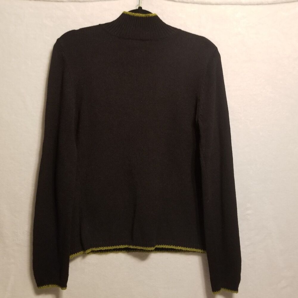 Talbots S Sweater Black Green Cotton Blend Holiday Christmas Tree Vintage - Picture 7 of 10